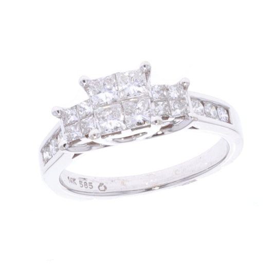 14KT White Gold 1.08ctw Diamond Estate Engagement Ring size 7