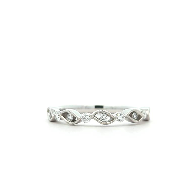 14KT White Gold 0.19ctw Diamond Band Size 6.75
