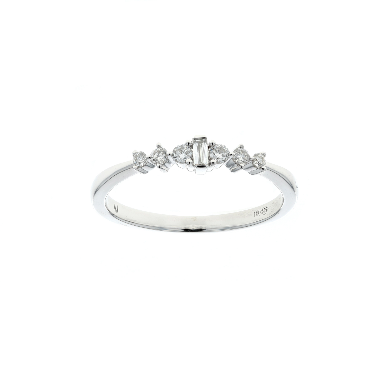 14KT White Gold 0.17ctw Diamond Band Size 6.75