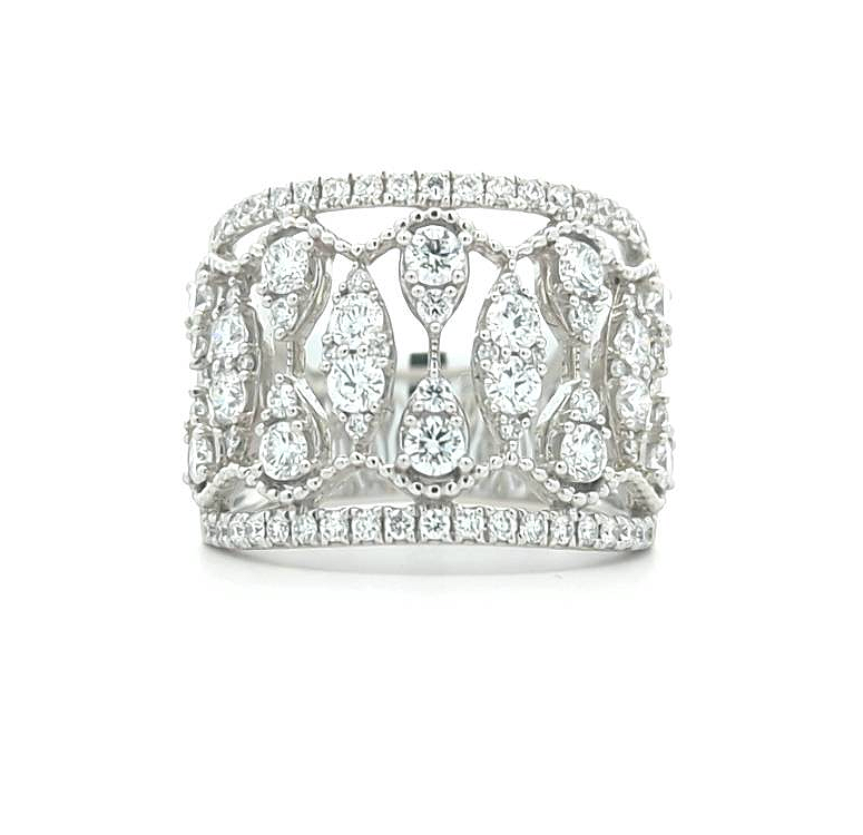 14KT White Gold 1.50ctw Diamond Fashion Ring Size 6.5