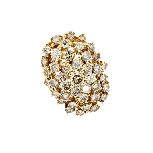 18KT Yellow Gold 5.27ctw Diamond Cluster Estate Ring size 5.75