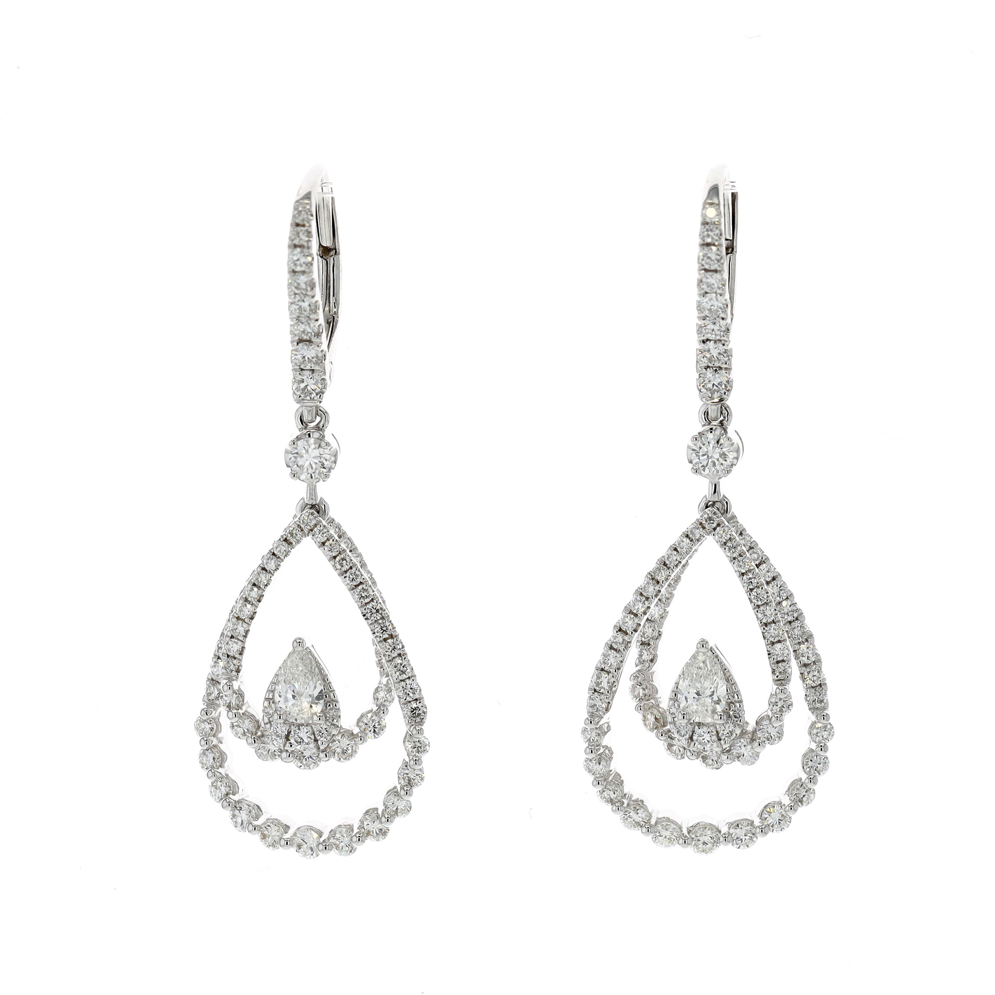 18KT White Gold 1.89ctw Diamond Drop Earrings