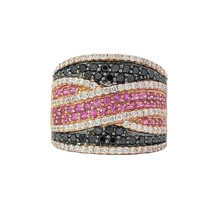 14KT Rose Gold Natural Pink Sapphire and 1.51ctw Diamond Estate Ring size 8.5