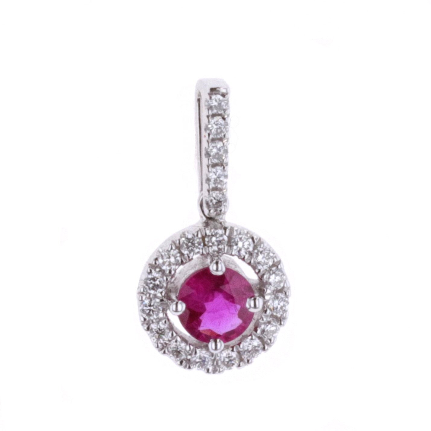 18KT White Gold 0.11ctw Diamond and Ruby Necklace