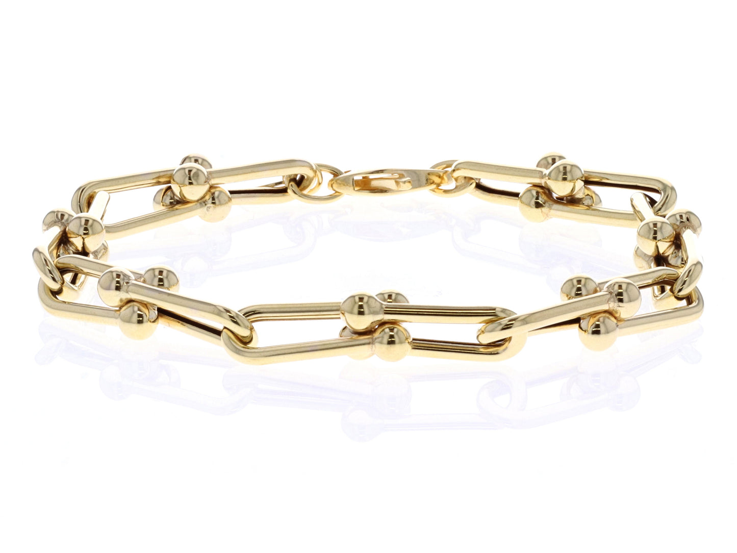 14KT Yellow Gold 8" 7.0mm "Tiffany Style Hardware" Bracelet