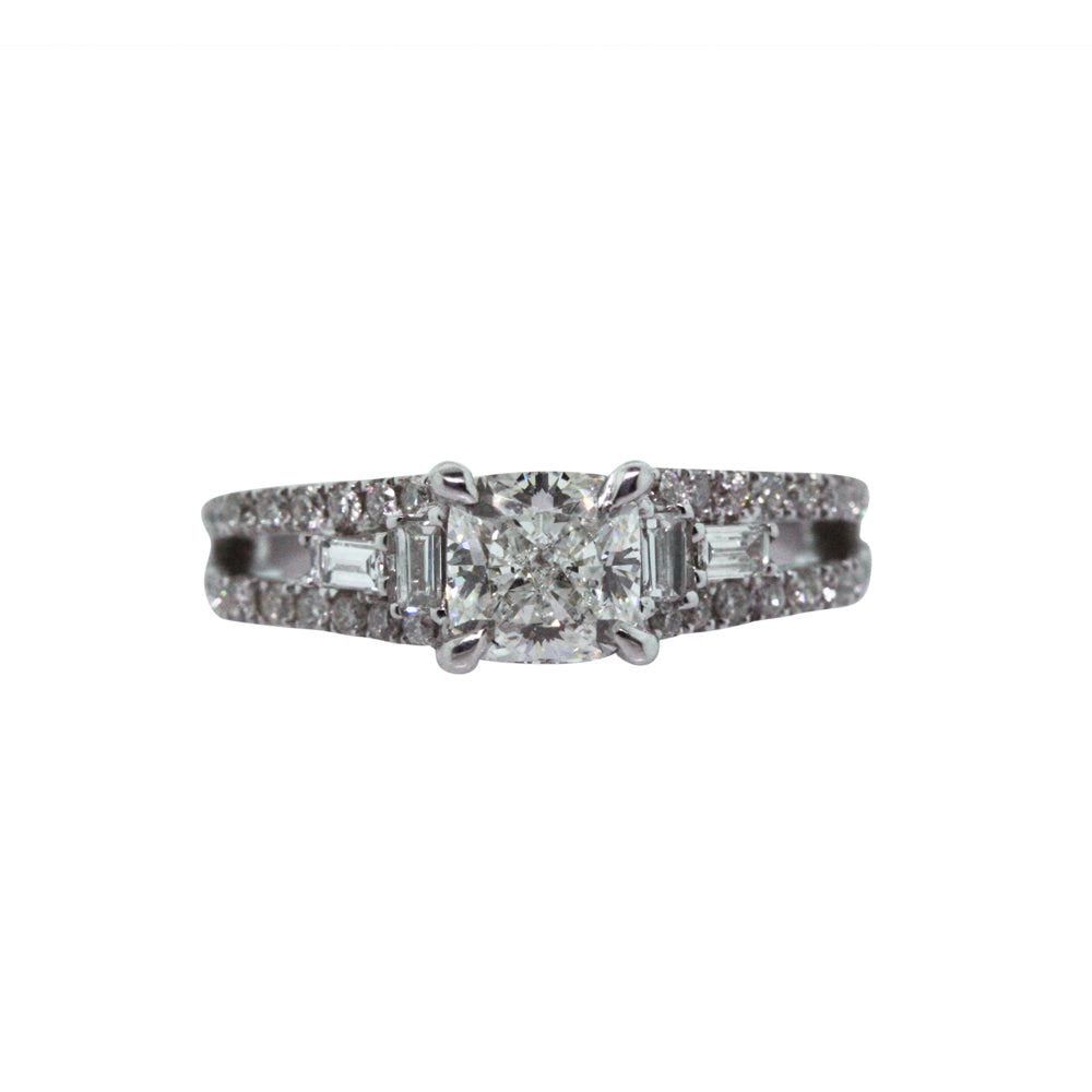 18KT White Gold 1.61ctw Diamond Estate Engagement Ring Size 6.25