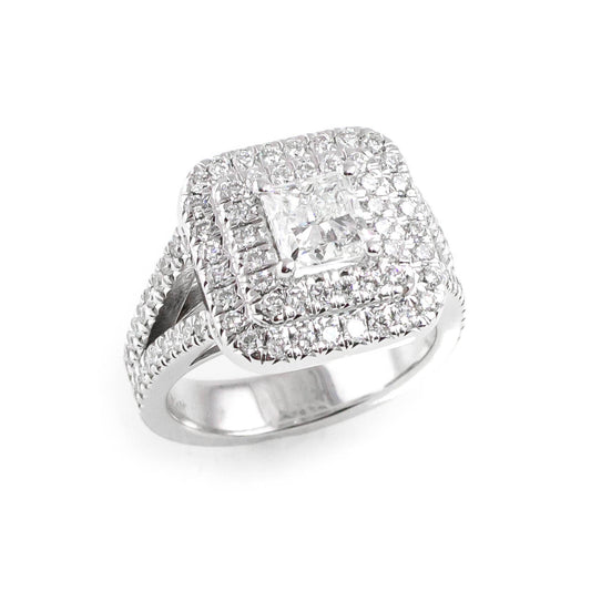 14KT White Gold Custom Made 1.85ctw Diamond Engagement Ring size 5.5