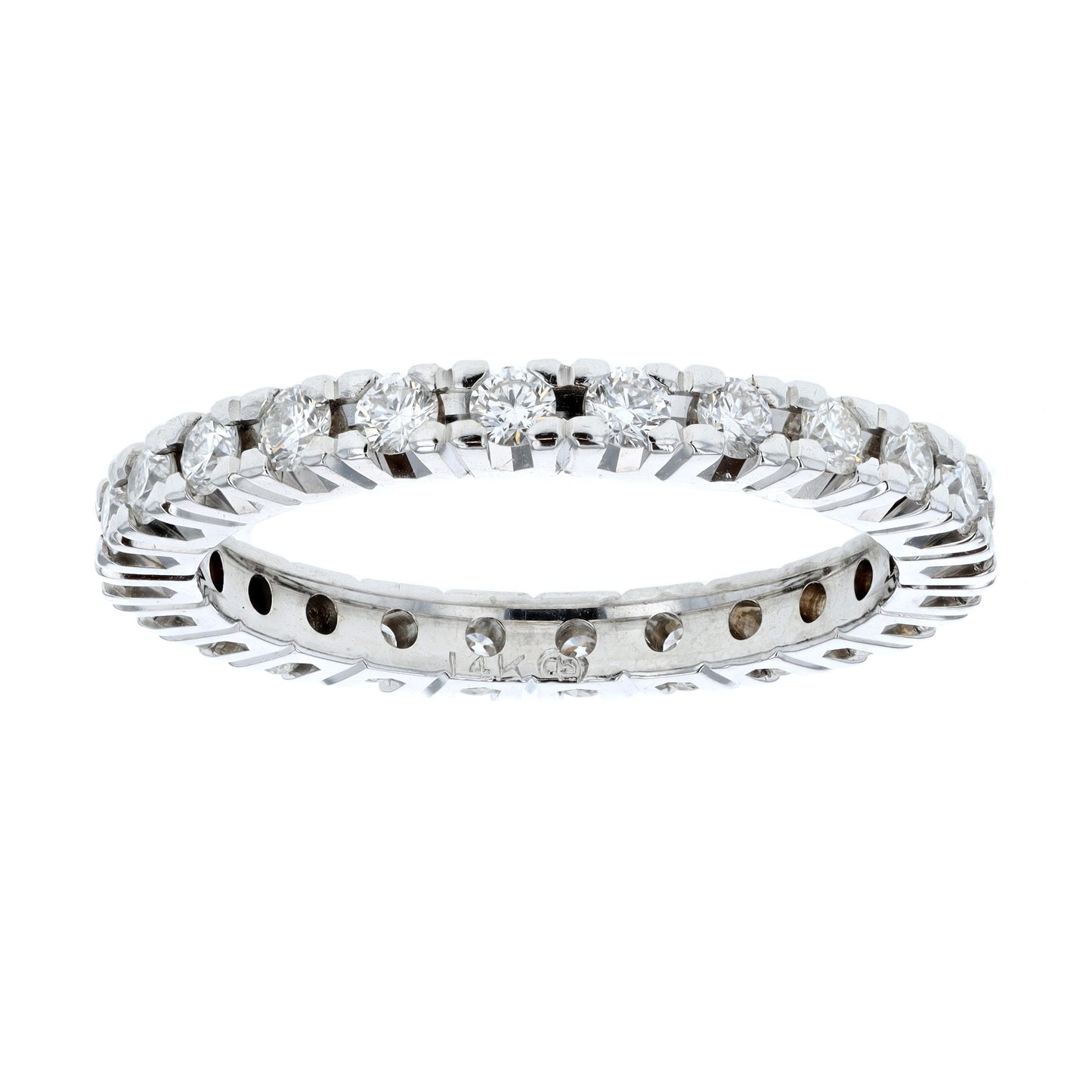 14KT White Gold 0.85ctw Diamond Eternity Estate Band Size 7.25