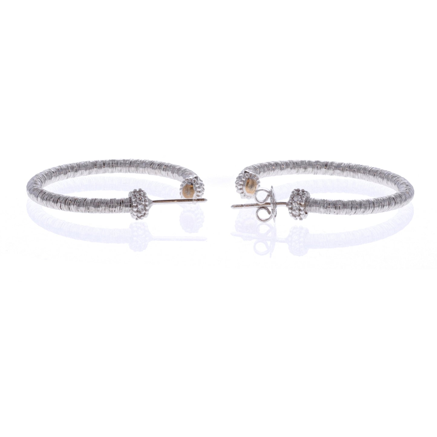 18KT White Gold 0.15ctw Diamond Estate Hoop Earrings