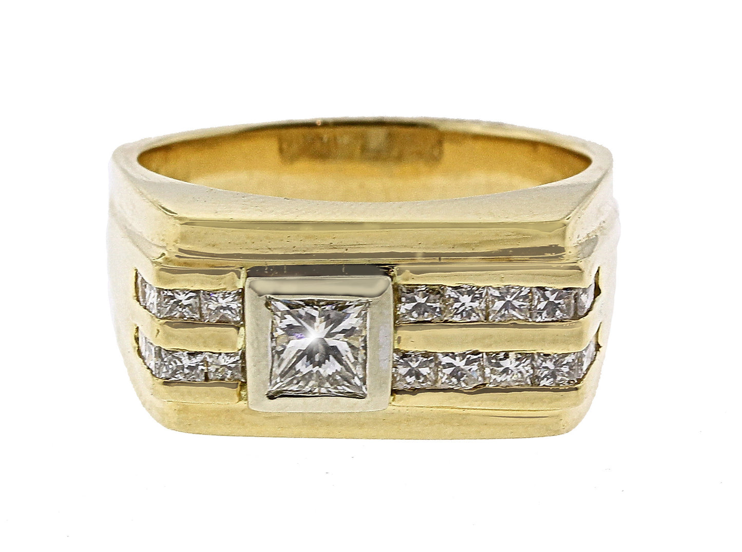 18KT Yellow and White Gold Men's 1.54ctw Diamond Estate Ring size 8.75