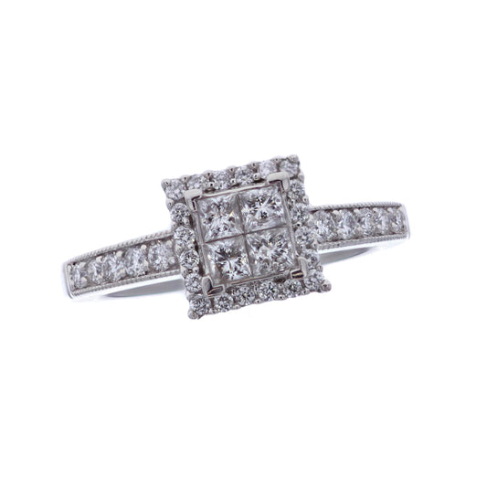 14KT White Gold 0.80ctw Diamond Estate Engagement Ring size 7.5