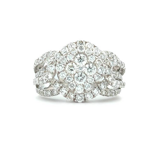 18KT White Gold Custom Made Diamond Ring size 6.5
