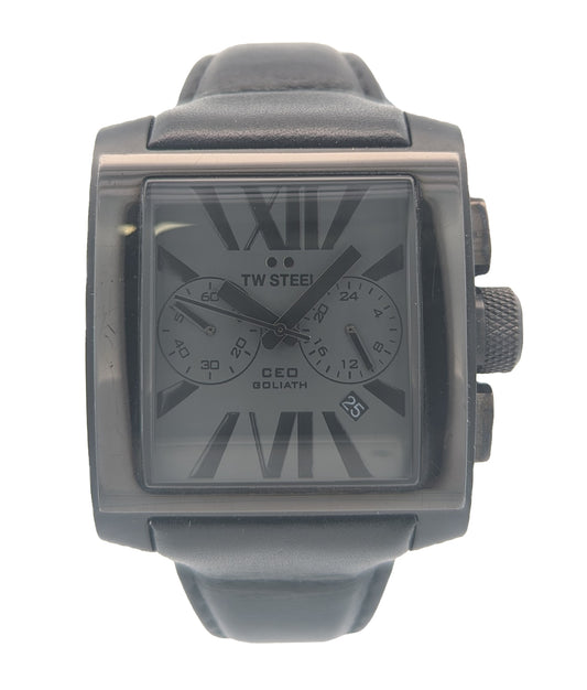 TW STEEL Men's Black Stainless Steel Watch Final Sale
