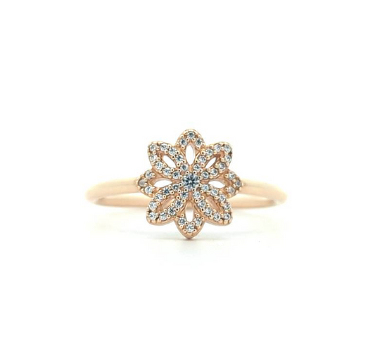 14KT Yellow Gold CZ Snowflake Estate Ring size 7.75