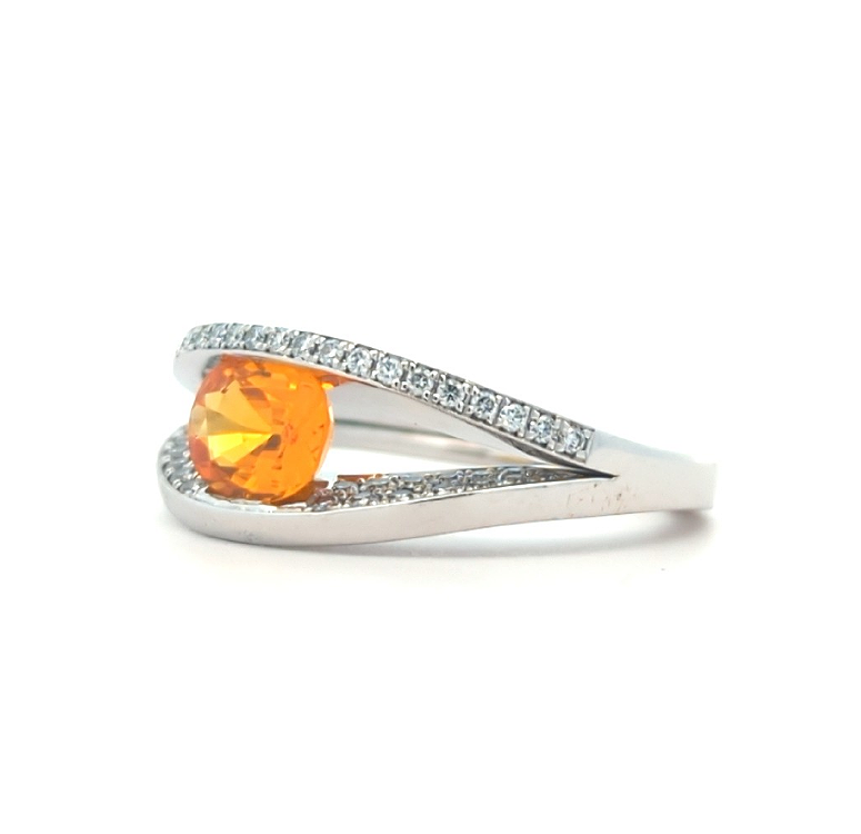 Platinum Natural Yellow Sapphire and 0.45ctw Diamond Estate Ring