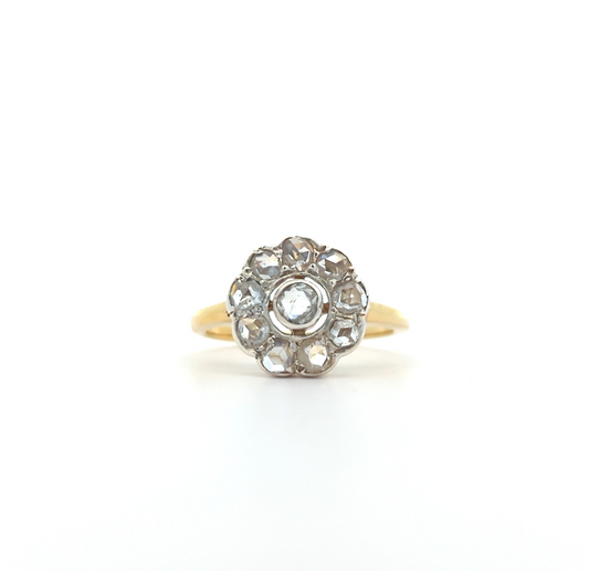 18KT Yellow and White Gold 0.51ctw Diamond Estate Ring size 4.75