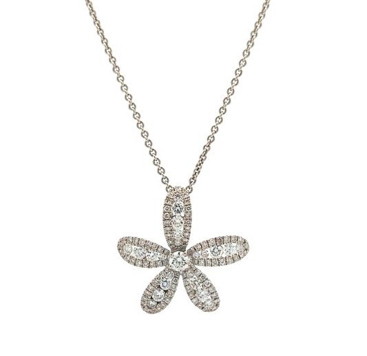 18KT White Gold Lab Created Ruby and 0.85ctw Diamond Starfish 16" Estate Necklace