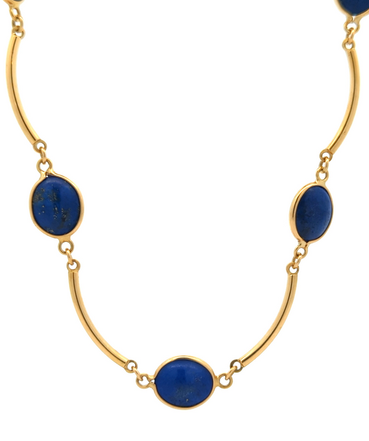 18KT Yellow Gold Natural Lapis Lazuli 20" Estate Necklace