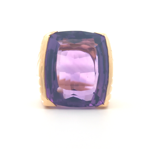 14KT Yellow Gold Natural Amethyst Estate Ring size 7.5