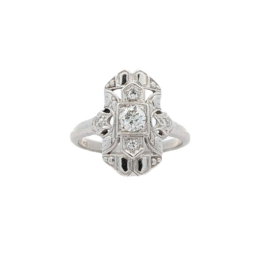 18KT White Gold 0.28ctw Diamond Estate Cluster Ring size 4.75