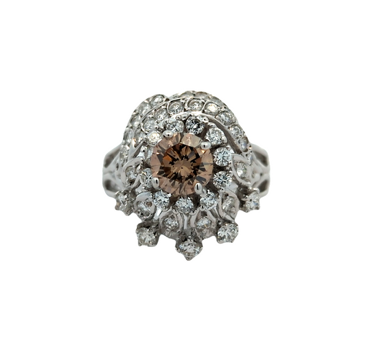 14KT White Gold 2.22ctw Diamond Estate Ring size 7.5