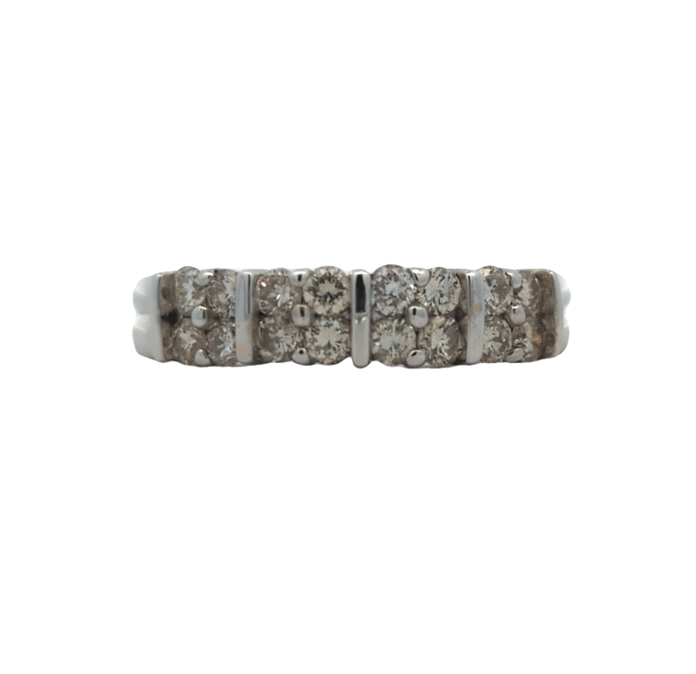 14KT White Gold 1.00ctw Diamond Estate Cluster Band size 9.5