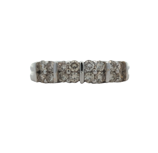 14KT White Gold 1.00ctw Diamond Estate Cluster Band size 9.5