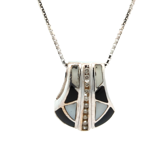 10-14KT White Gold 0.16ctw Diamond 18" Estate Necklace
