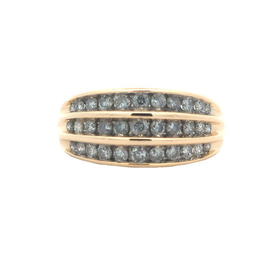 14KT Yellow Gold 1.00ctw Diamond Estate Cluster Band size 8.75