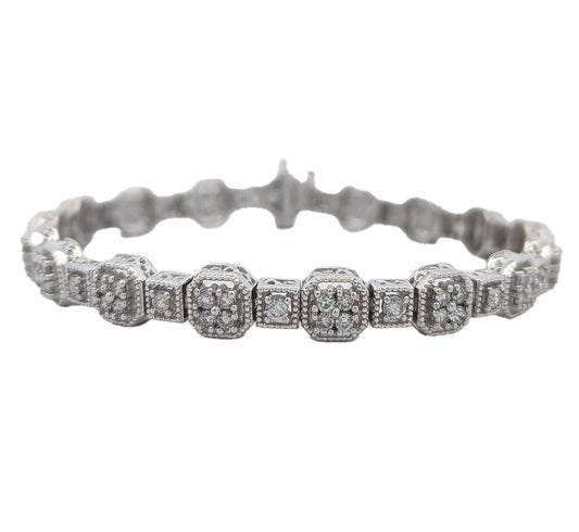 14KT White Gold 2.00ctw Diamond 7" Estate Tennis Bracelet