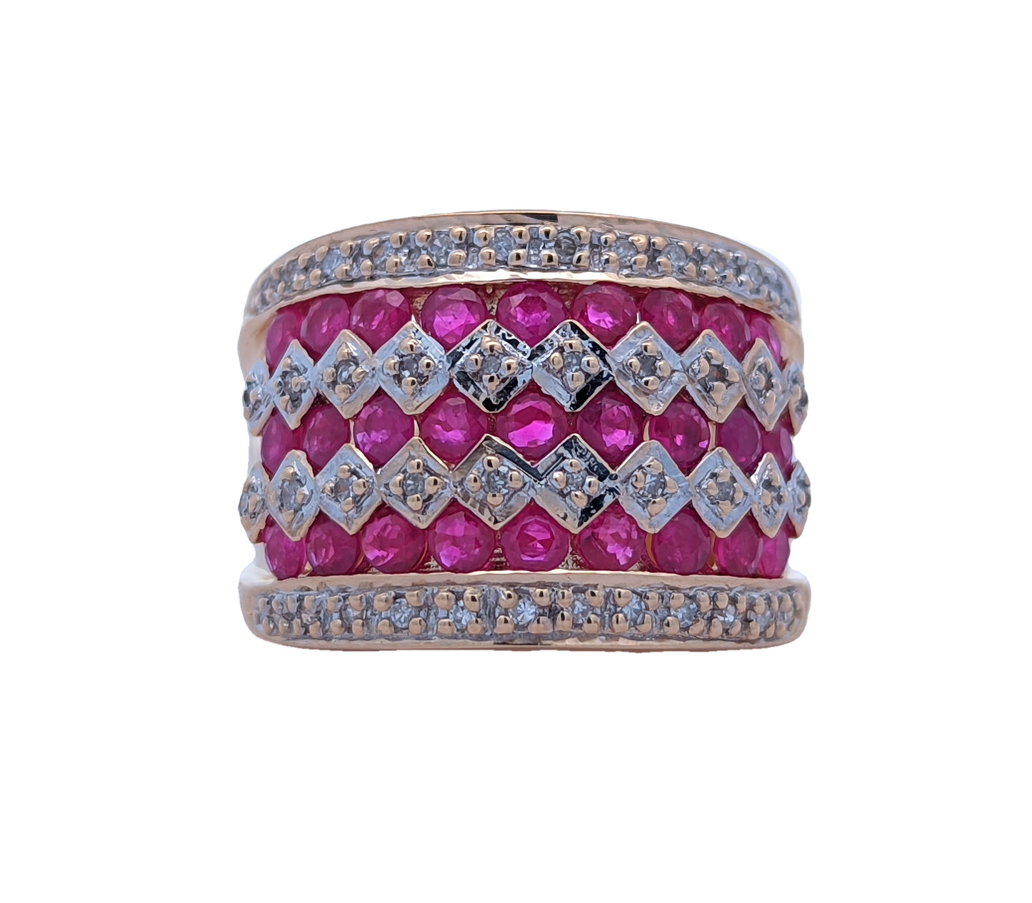 14KT Yellow Gold Natural Ruby and 0.17ctw Diamond Estate Ring size 6