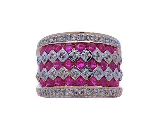 14KT Yellow Gold Natural Ruby and 0.17ctw Diamond Estate Ring size 6
