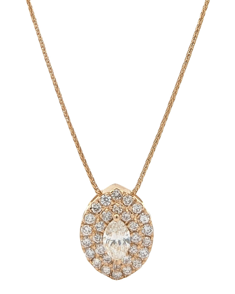 10-14KT Yellow Gold 1.03ctw Diamond 16" Estate Necklace