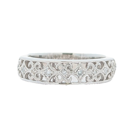 14KT White Gold 0.15ctw Diamond Estate Band size 10