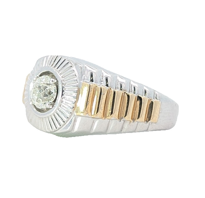 14KT White and Yellow Gold 0.77ctw Diamond Solitaire Estate Ring