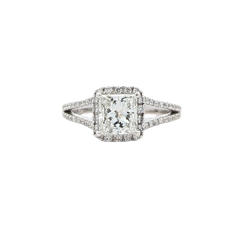 18KT White Gold 1.38ctw Diamond Estate Engagement Ring size 6
