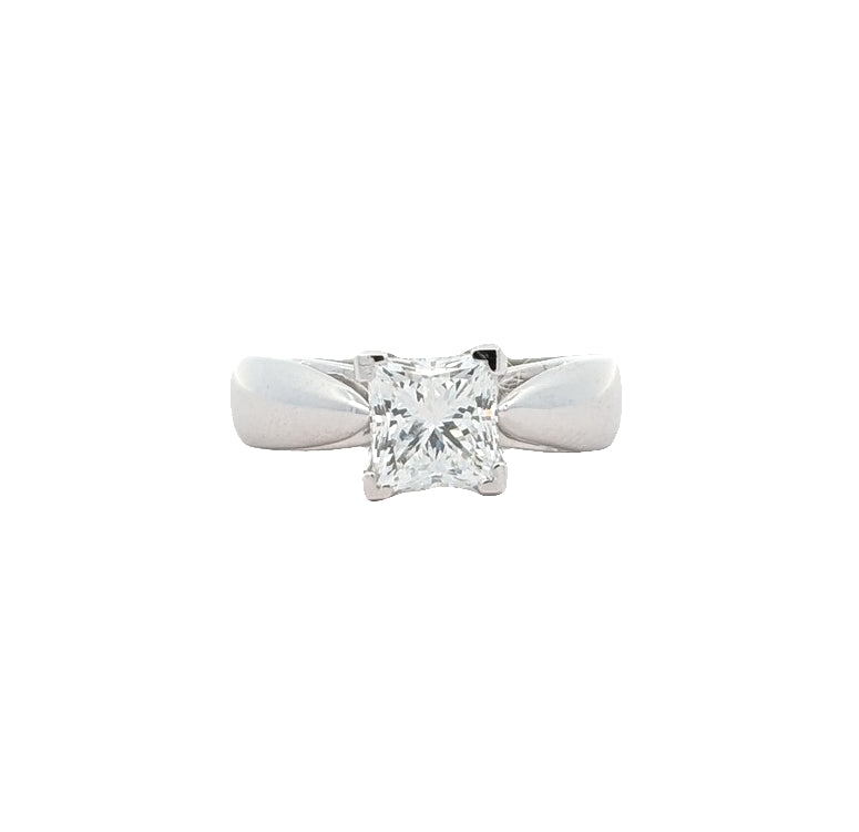 18KT White Gold 1.03ctw Diamond Estate Engagement Ring size 5