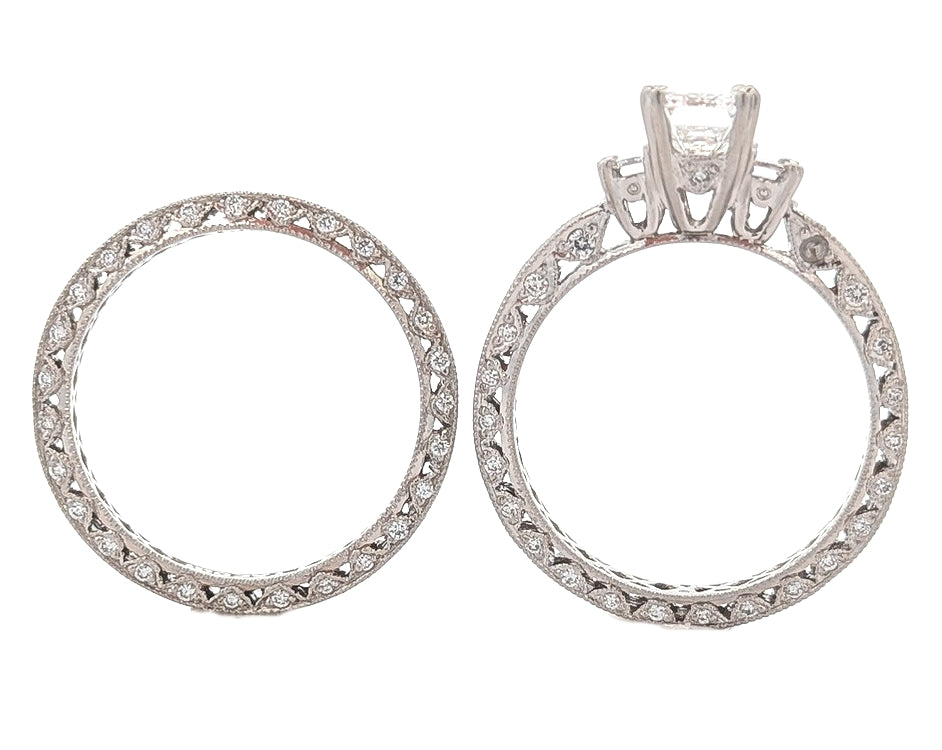 Platinum 3.03ctw Diamond Estate Engagement Ring and Matching Band size 7.25