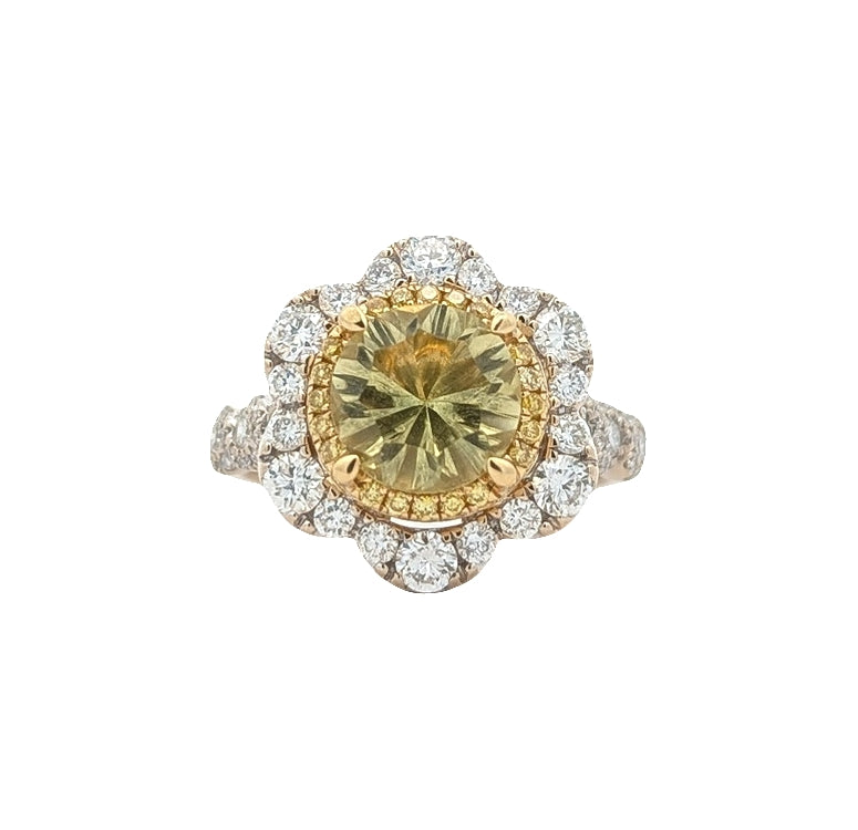 18KT Yellow and White Gold Natural Citrine Quartz and 1.20ctw Diamond Estate Ring size 6.25