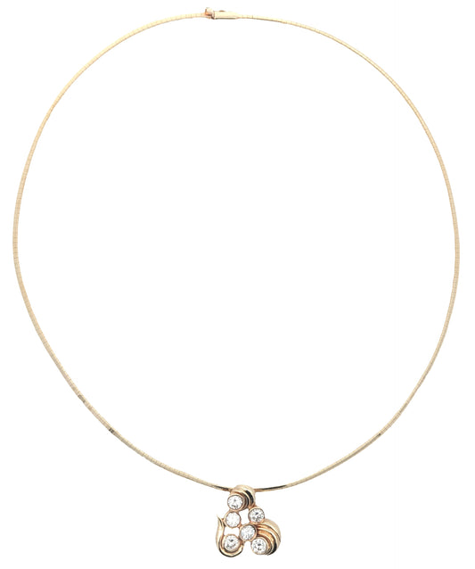 14KT Yellow and White Gold 2.02ctw Diamond Estate Omega Necklace