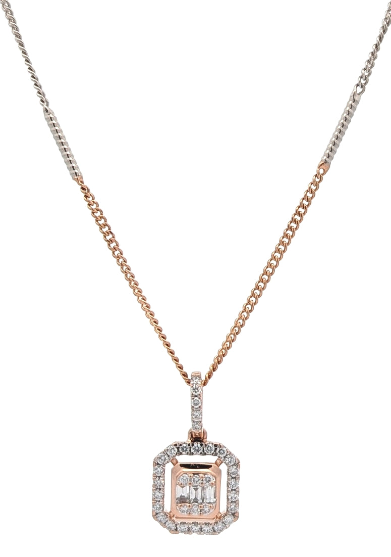 18KT Rose and White Gold 0.24ctw Diamond Estate 16" Necklace
