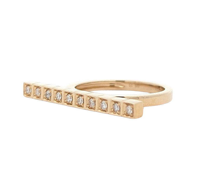 14K Yellow Gold 0.15ctw Diamond Bar Estate Ring size 6.75