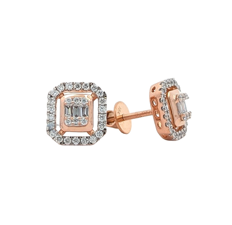 18KT Rose Gold 0.42ctw Diamond Estate Stud Earrings
