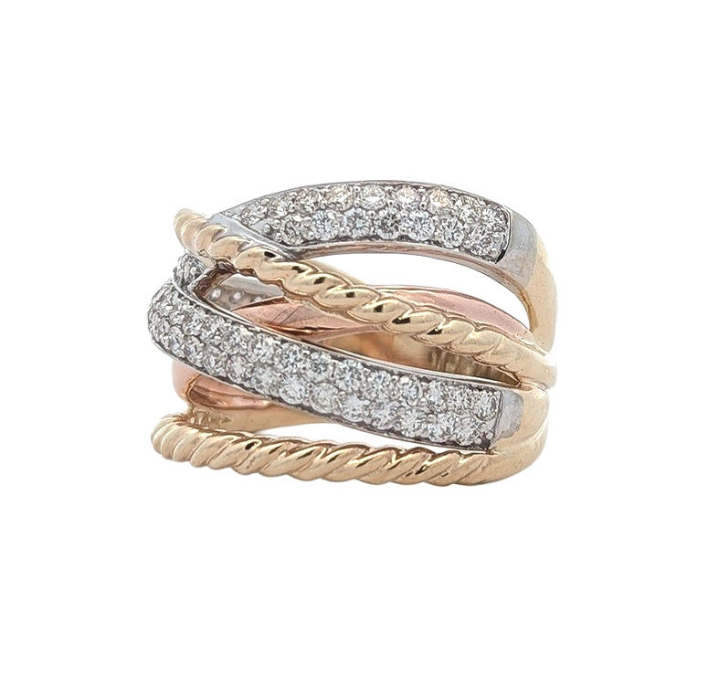 14KT Two-Toned 1.00ctw Diamond Cluster Estate Ring size 7.25