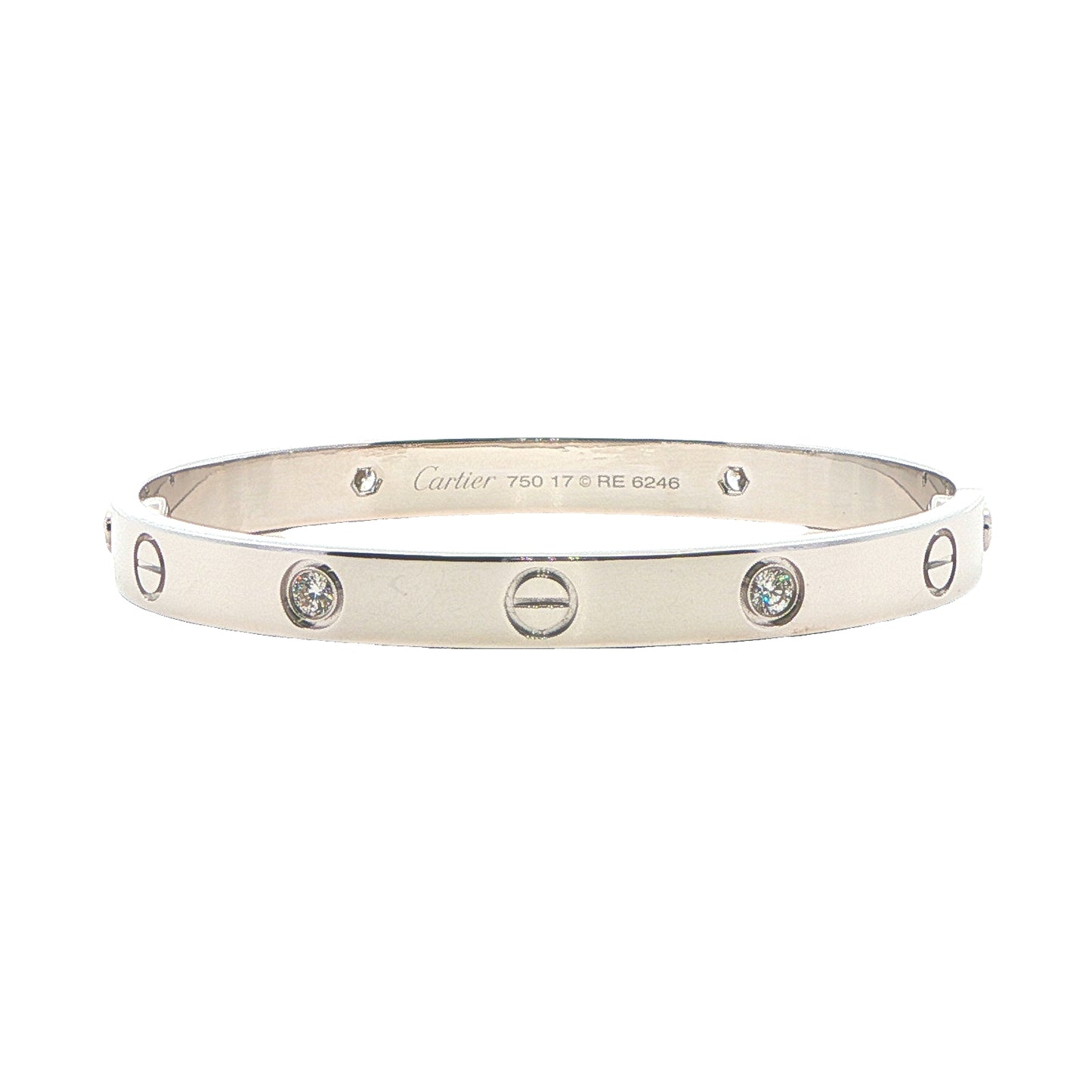 18KT White Gold "Cartier Style" 0.20ctw Diamond Estate Love Bracelet
