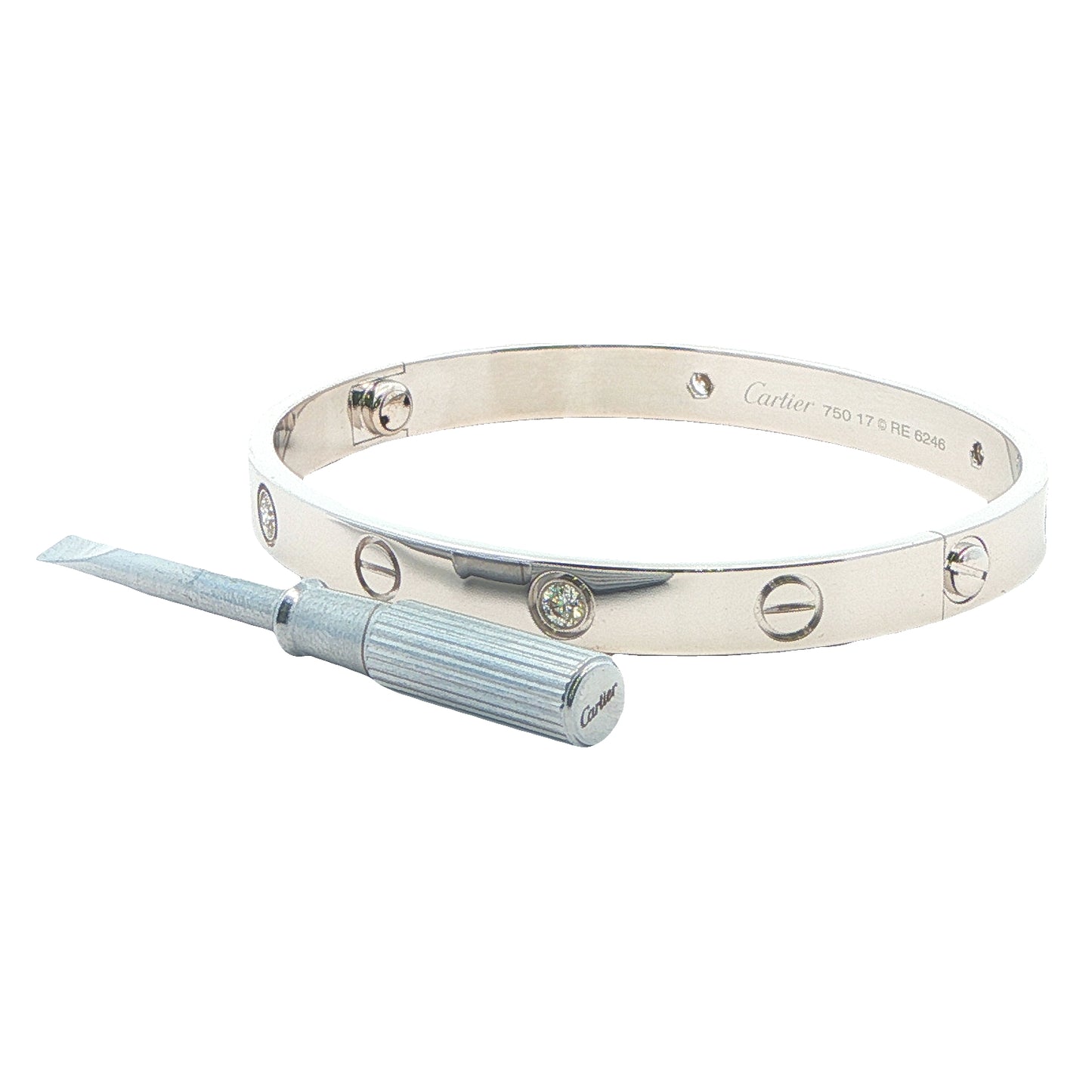 18KT White Gold "Cartier Style" 0.20ctw Diamond Estate Love Bracelet