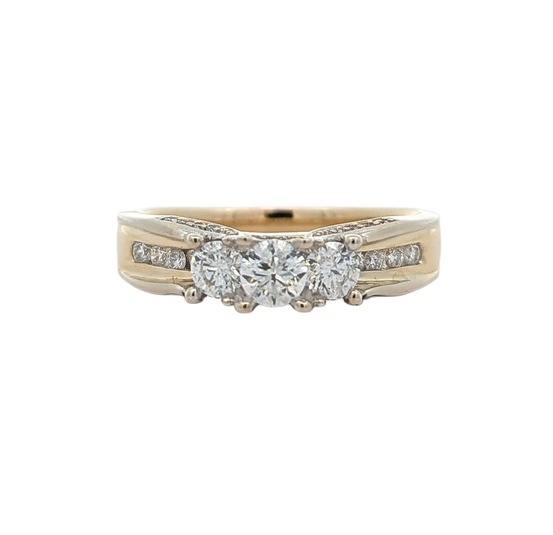 14KT Yellow Gold with Rhodium Plating 1.00ctw Diamond Estate Engagement Ring size 9.25