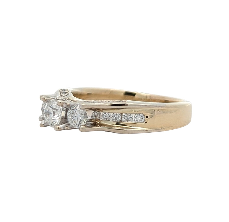 14KT Yellow Gold with Rhodium Plating 1.00ctw Diamond Estate Engagement Ring size 9.25