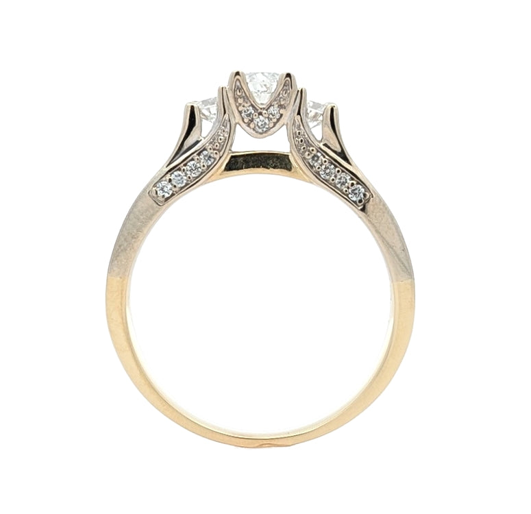 14KT Yellow Gold with Rhodium Plating 1.00ctw Diamond Estate Engagement Ring size 9.25