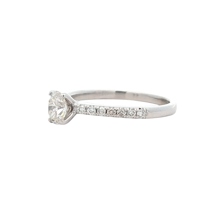 18KT White Gold 0.70ctw Canadian Diamond Estate Engagement Ring size 7.5